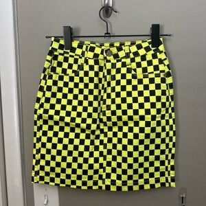 Checkered Black and Yellow Women's Skirt